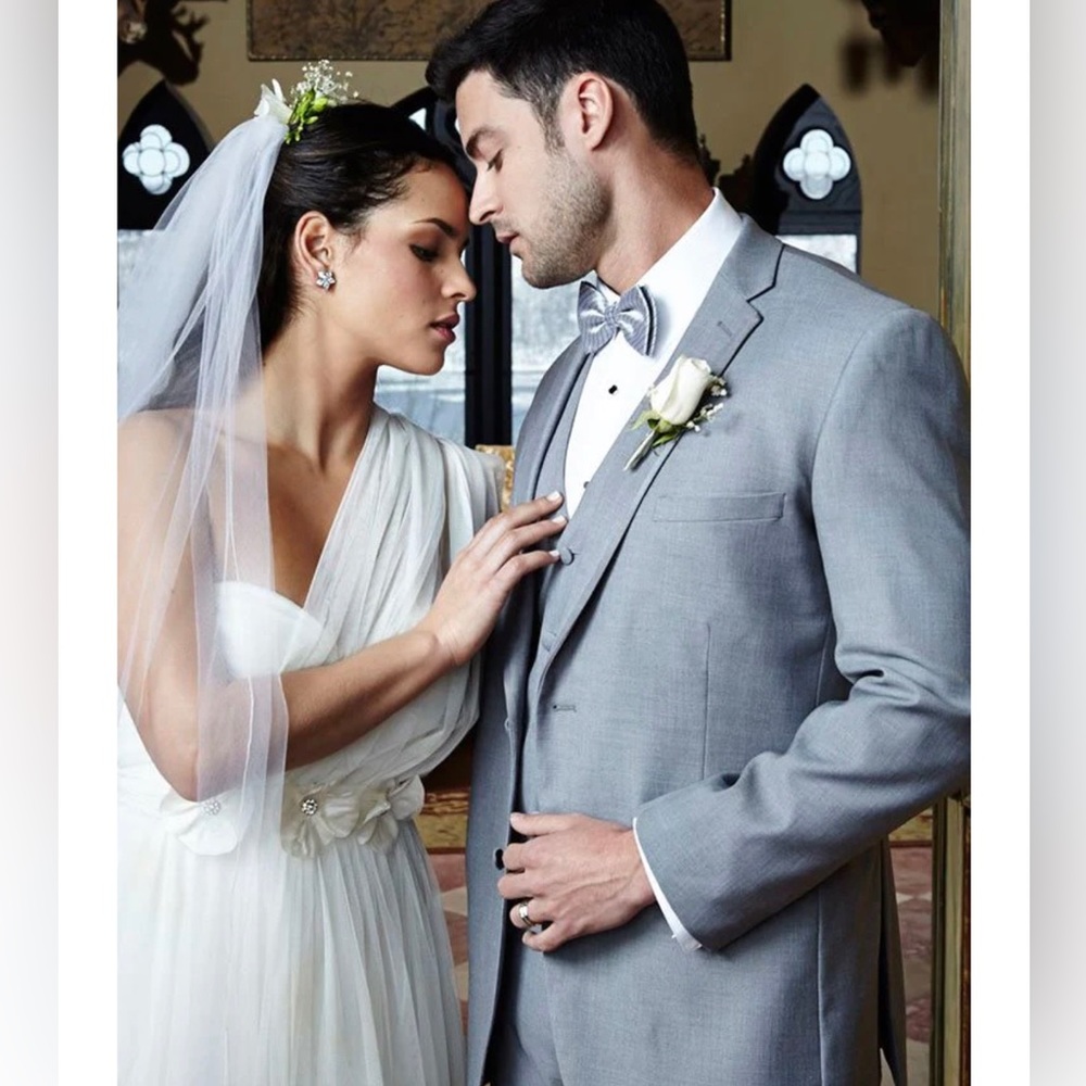 Light Grey Tuxedo Tux Jacket Heather Gray Cardi Infinity Boys Kids 3T 7 9 10 - Picture 3 of 3